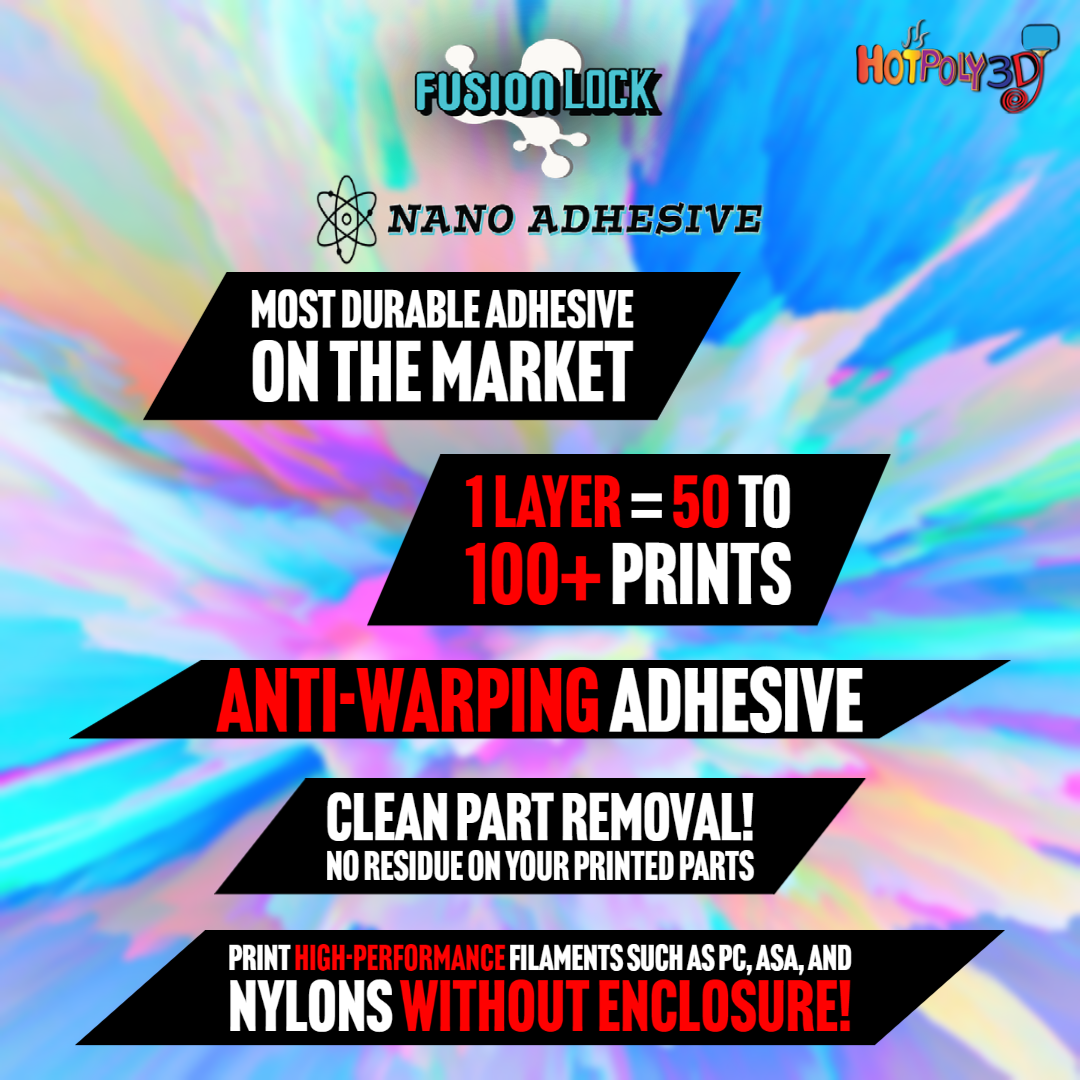 FusionLock Nano Adhesive 250mL Spray Bottle (Adjustable Nozzle) - High Temperature 3D Printing Glue for Hot Beds | Anti-Warp Adhesive | Fast Application