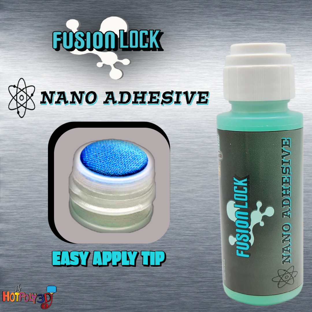 FusionLock Nano Adhesive 60mL Dauber Tip (Easy Apply) - High Temperature 3D Printing Glue for Hot Beds | Fast Application
